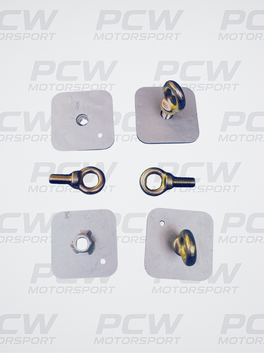 Racing Harness/Seat Belt Mounting Back Plate + eyebolt FIA Approved x 4