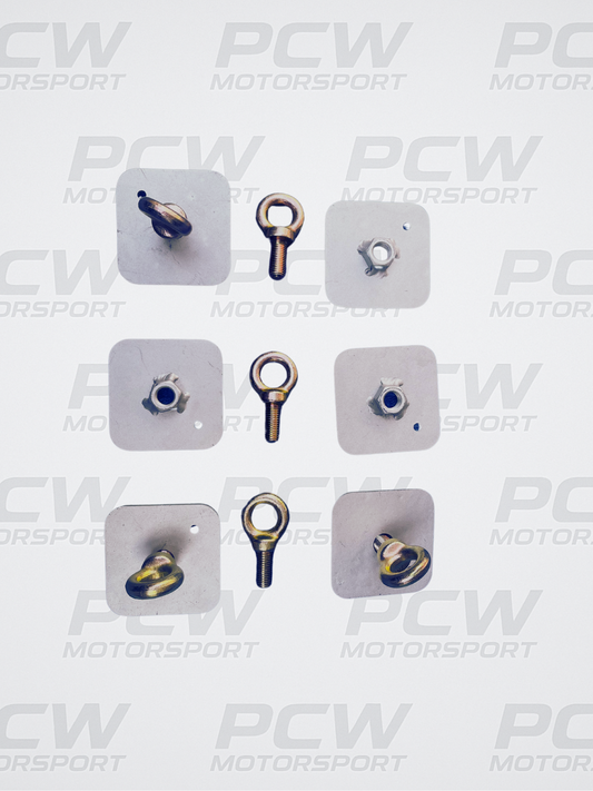 Racing Harness/Seat Belt Mounting Back Plate + eyebolt FIA Approved x 6