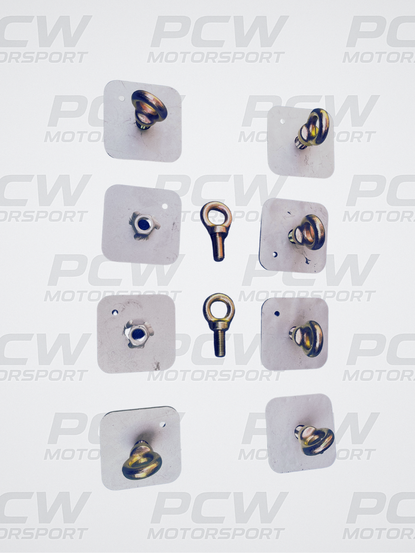 Racing Harness/Seat Belt Mounting Back Plate + eyebolt FIA Approved x 8