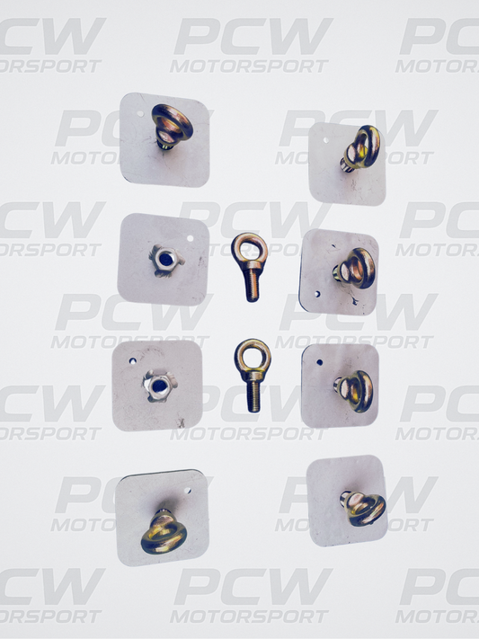 Racing Harness/Seat Belt Mounting Back Plate + eyebolt FIA Approved x 8